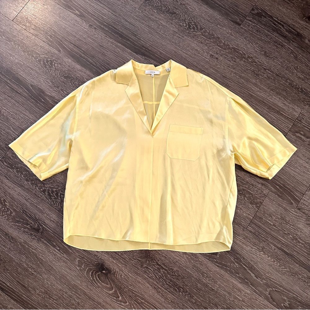 Vince Satin PJ Shirt Lemon Glow